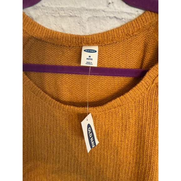 Old Navy Mustard Yellow Ribbed Raglan Long Sleeve Sweater Petite Medium - Picture 3 of 4
